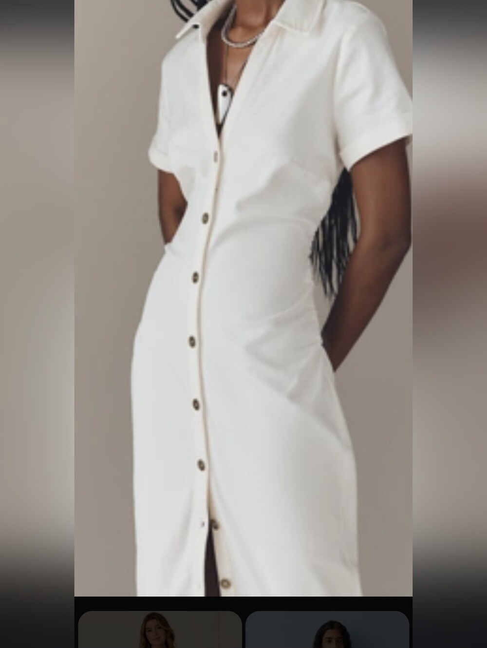Pilcro White Button-Down Midi Shirt Dress